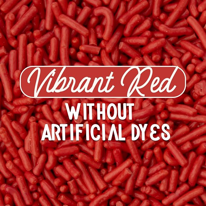 Snackathon Natural Sprinkles for Baking & Decorating, Dye-Free Red Sprinkles, 15 oz Bulk Jimmies in Resealable Bag - Naturally Colored, No Artificial Dyes, Gluten-free for Cakes, Cupcakes & Ice Cream