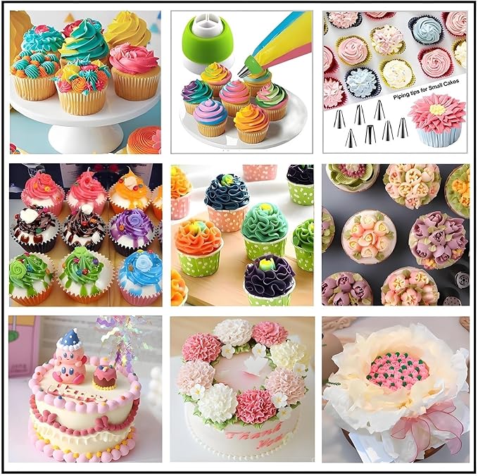 Piping Bags and Tips Set, 130 Pcs Baking Supplies | 48 Numbered Icing Tips, 7 Russian Tips, 1 Ball Tip, 2 Leaf Tips, 50 Pastry Bags & More for Cake Cupcake Decorating