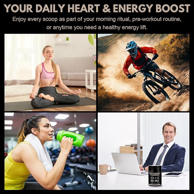 High Flavanol Cocoa Powder – 10X More Flavanols | 1200mg Cocoa Flavanols & Flavonoids – Heart Health, Nitric Oxide, Boost Energy & Endurance | Zero Sugar