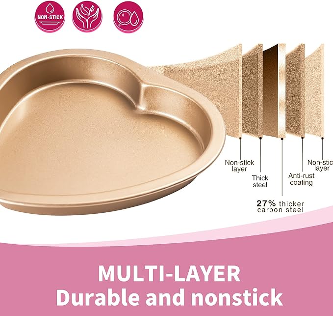 Yomvzake Heart Shaped Cake Pan, 8 Inch Heart Shollow Baking Sheet Cake Tray for Valentine's Day Cake Cookie Baking