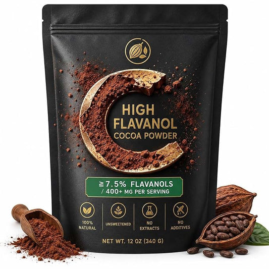 High Flavanol Cocoa Powder, Non-Alkalized Unsweetened Cocoa,Pure Cocoa Powder,Rich in Naturally Occurring Polyphenols,Vegan,No Additives,12 oz (1)
