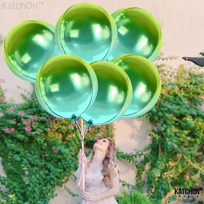 KatchOn, Big Gradient Green Mylar Balloons - 22 Inch, Pack of 6 | XtraLarge Metallic Green Balloons for St Patricks Day Decorations, Tropical Party Decorations, Ramadan Decorations, Birthday Décor