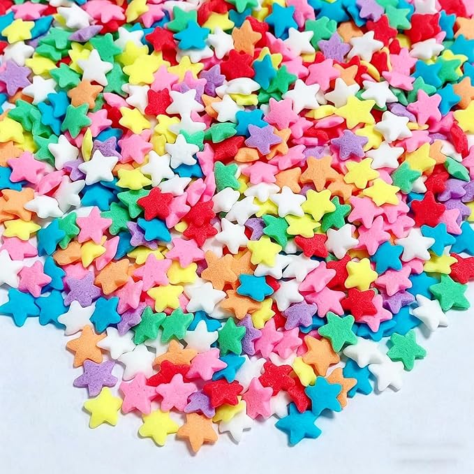 Sentovac Rainbow Star Sprinkles Edible Colorful Confetti Star for Cake Decorating Candy Cake Cupcake Cookie Baking Donuts Ice Cream Decorations Birthday Party Christmas Holiday Supplies