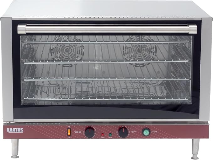 Kratos Commercial Oven, Full Size Countertop Electric Convection Oven with Steam Control, Stainless Steel, 208/240V (29M-061)