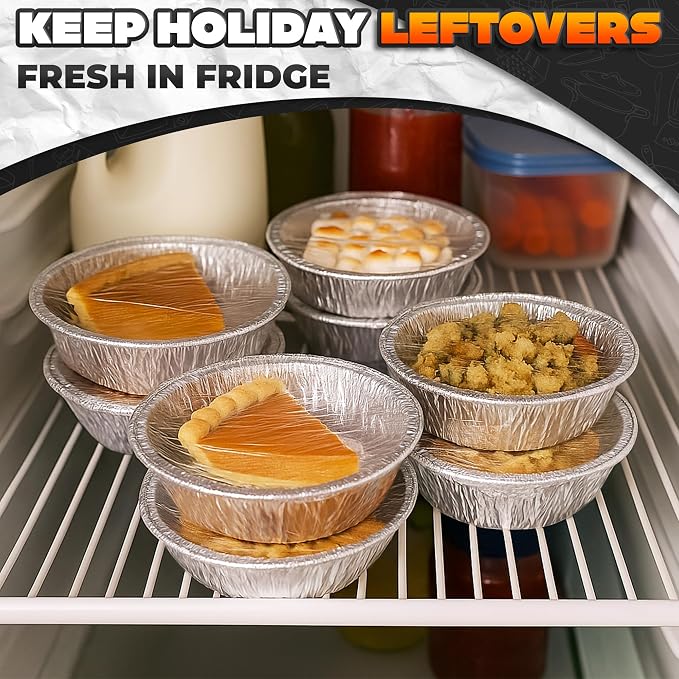 Round Foil Cake Pans – 50 Pack 6" Reusable Aluminum Baking Pans | Stackable, Grease-Resistant for 4th of July Holiday Baking, Tarts, Cheesecakes, Freezer & Storage Use | Great Gift for Bakers & Chefs