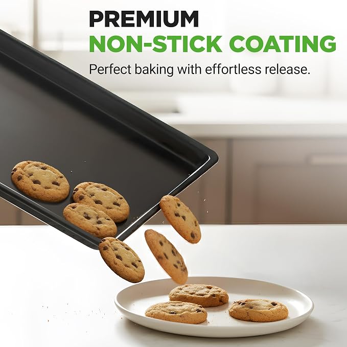 NutriChef Black Baking Pan, Extra Large Cookie Sheet for Baking and Roasting, Nonstick Bakeware for Roasting, Even Heat Distribution, Warp-Resistant, Easy to Clean, Oven Safe & Dishwasher Safe
