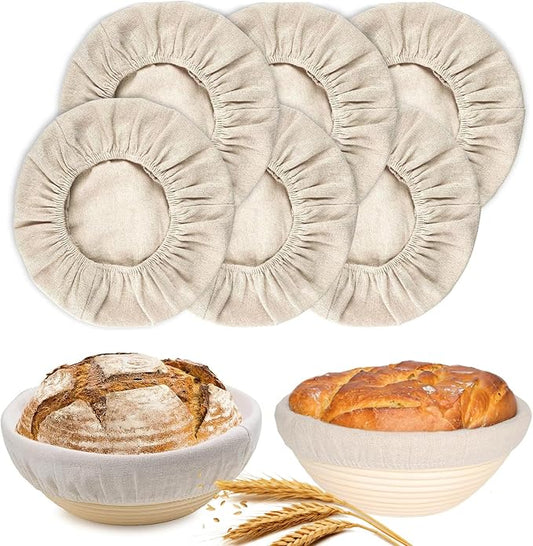 6 Packs Round Bread Proofing Cover for Banneton Basket，9 inches，Natural Rattan Banneton Cloth Liner for Bread Sourdough Proofing Homemade Baking Dough（Basket Not Included）