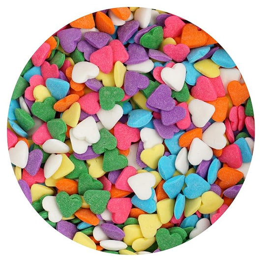 Multi Color Confetti Mix Heart Sprinkles 3.28 oz, Rainbow Heart Sprinkles For Cake Decorating, Baking, Ice Cream & More, The Hampton Candy Company
