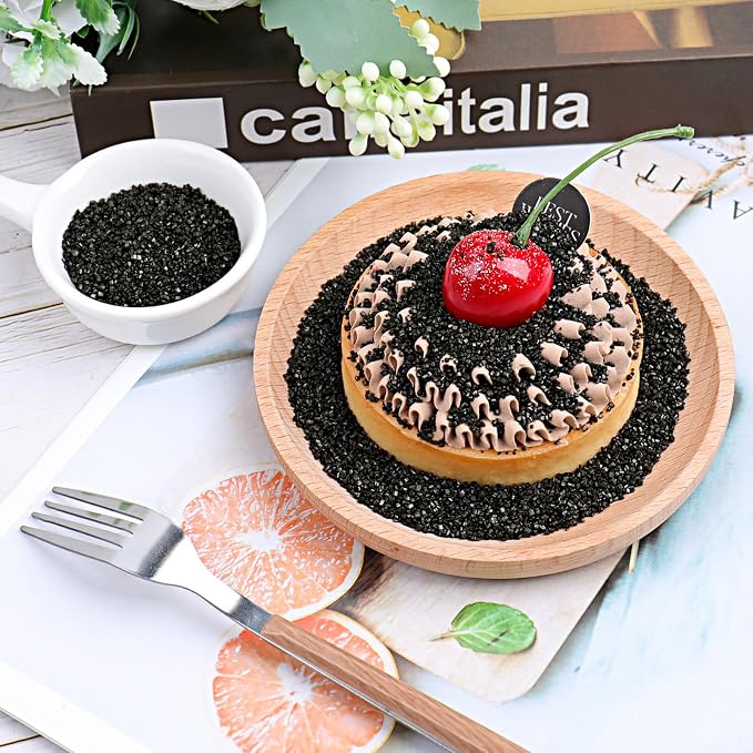 Black Sprinkles Sanding Sugar for Baking, 6.35oz/180g Edible Sparkling Sugar Crystals, Decorating Sugar Sprinkles for Cakes Cupcakes Cookies Ice Cream