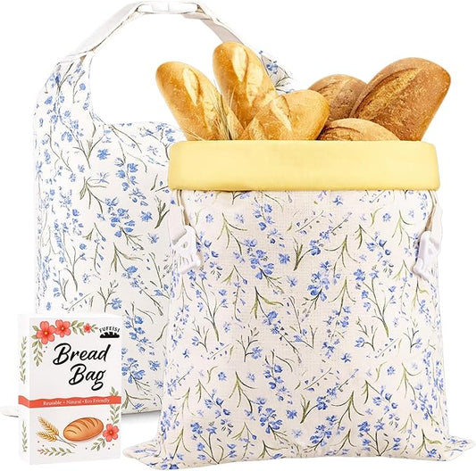 Beeswax Bread Bags for Sourdough, 2 Pack Reusable Bread Bag for Storage XL 17x13 Inch, Powder Blue Bread Bags for Homemade Sourdough - Keep Fresh, Freezer Safe