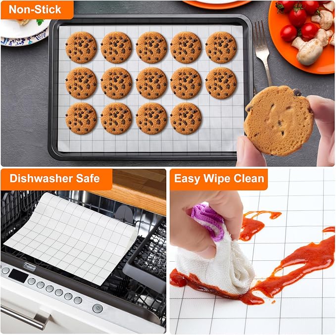 Silicone Baking Mat Roll, 12IN*5.25FT Non Stick Heat Resistant Baking Mats,No Slip Reusable Freeze Dryer Mat,Pastry Mat,Countertop Mat, Cut to size fit different Sharp Oven Pans Dishes Tins, White