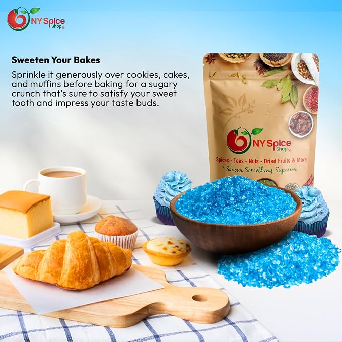 NY Spice Shop Light Blue Sanding Sugar - 1 Pound Sweet Colorful Edible Sprinkles For Candy Dish - Sugar Sprinkles For Cake Decorating Cookies Basket & Dishes