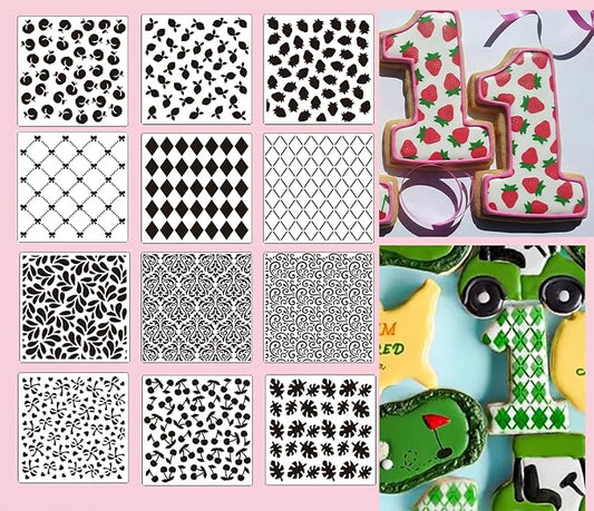 5.5Inch Reusable Fruit/Flowers/Bow/Geometric/Vintage Pattern Cookies Stencils for Baking, Royal Icing, Sugar Cookies, Art Cards Decorating Tools, DIY Art Crafts, Templates Painting, Home Decor