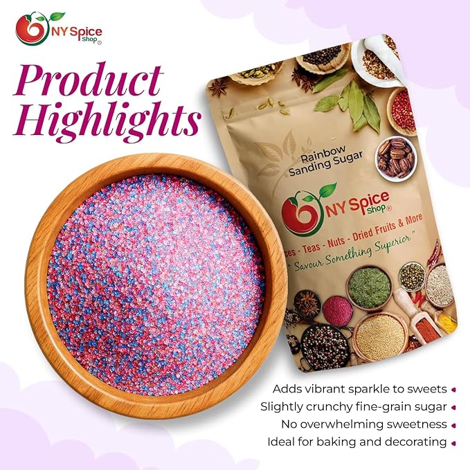NY Spice Shop Rainbow Sanding Sugar - 4 Ounce Sweet Colorful Edible Sprinkles For Candy Dish - Sugar Sprinkles For Cake Decorating Cookies Basket & Dishes