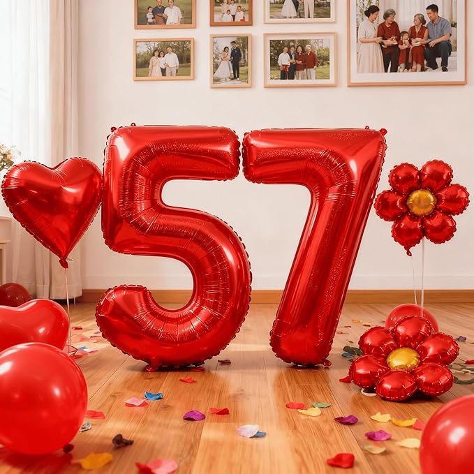 Laser Red 3 Balloon, Number Balloons 40 Inch, 3rd Birthday Decorations for Kids Girls Women Party Supplies for Party Decorations, Number 3 Balloon