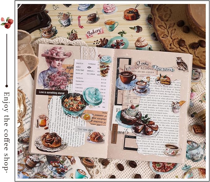 400PCS Food Stickers for Journaling & Scrapbooking – Coffee, Dessert, Donut, Cookie, Bread, Ice Cream & Hotpot Stickers for Planners, DIY, Cards & Junk Journals