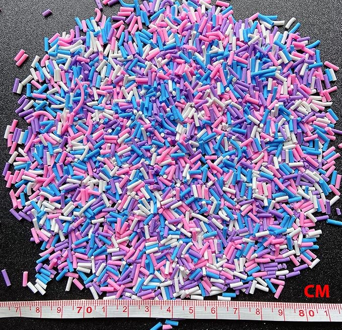 EHOPE 50g Fake Sprinkles Non-edible Polymer Clay Sprinkles Resin Sprinkles Fake Candy Sprinkles Faux Sprinkles for DIY Crafts Nail Art Cake Phone Case(Long-Purple Sugar granules-16A)