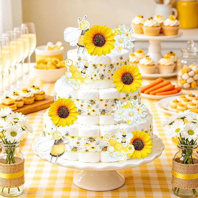 Honey Bee Baby Shower Diaper Cake Decorating Kit Party Supplies Gender Reveal Decorations Baby Shower Gifts Cake Topper Sweet As Can Bee Party