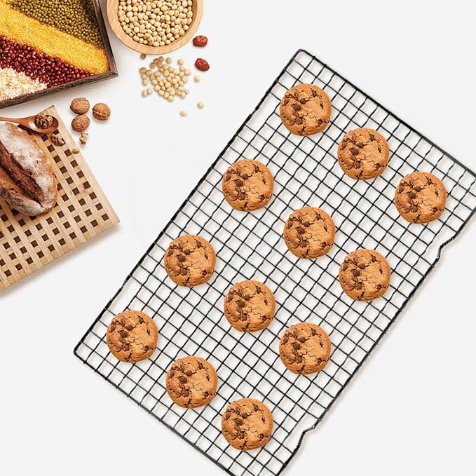 Haploon 6 Pcs Baking Racks Cooling Rack for Baking，Black Heavy-Duty Wire Cooking Rack Baking Racks for Roasting Cooking Grilling Drying Fits Small Toaster Oven, Dishwasher Safe （16 x 10 Inch）