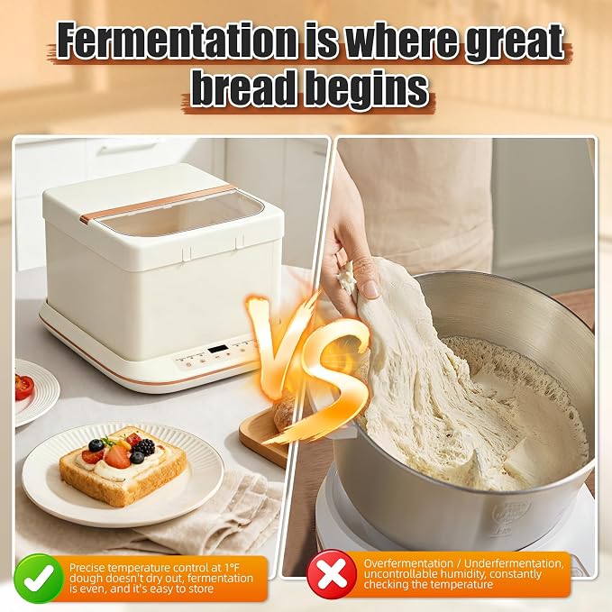 Folding Bread Proofer & Slow Cooker, 25L Capacity Digital Temp Control 32-248F, Dough Fermentation Box for Sourdough Bread Pizza Yogurt Home Baking