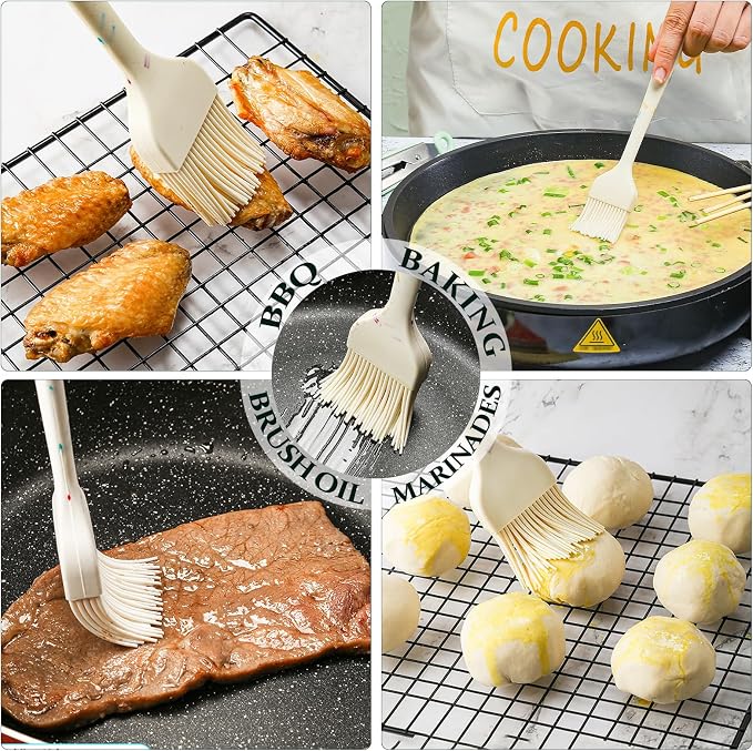 Silicone Basting Brushes, BPA-Free Pastry Brush for BBQ | Heat-resistant silicone brush with stainless steel core. Ideal for BBQ, grilling, baking, roasting and kitchen cooking