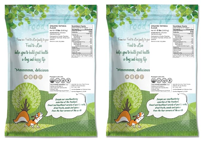 Food to Live Organic Tapioca Flour, 16 Pounds – Non-GMO Finely Ground Tapioca Starch. Wheat and Rice Flour Substitute. All Purpose Thickening Agent for Baking, Sauces & Gravies. Vegan, Bulk