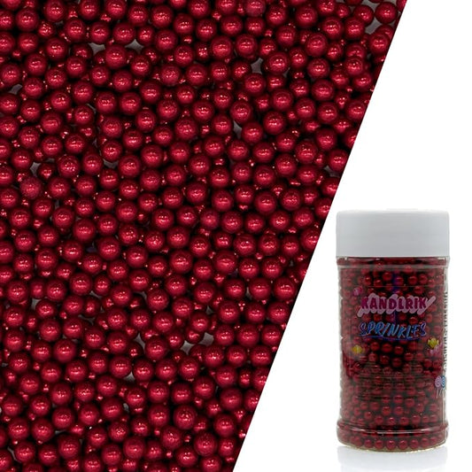 Edible Silver Red Pearl Sugar Sprinkles Candy 4mm Mini Pearls Cake Decorations Cupcake Toppers Cookie Decorating Perfect for Wedding Party Valentine Halloween Christmas Supplies 3OZ