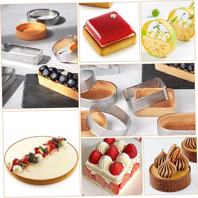 Perforated Stainless Steel Tart Rings 2PCS 8 Inch Round – Heat Resistant Nonstick Baking Rings Ring Molds for Cooking