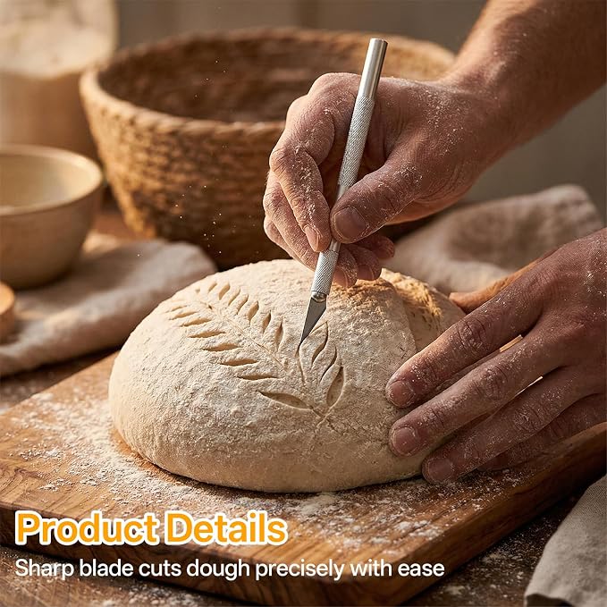 2 Pcs Professional Sourdough Scoring Tool, Bread Lame with 20 Blade | Premium Bread Lame Scoring Tool Kit with 4 Finger Sleeves, Stainless Steel Dough Scorer Knife for Artisan Bread Baking