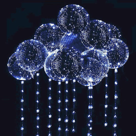 10 PACKS LED Bobo Balloons,Transparent LED Light Up Balloons,Helium Style Glow Bubble Balloons with String Lights for Party Birthday Wedding Festival Decorations (White)