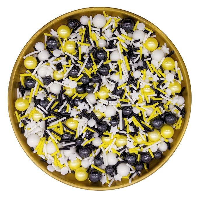 Dynastang Bumble Bee Themed Sprinkles Mixed Style Edible Cake Decorations Cupcake Toppers Cookie Perfect for Cakes, Cupcakes, Desserts Toppings 3OZ