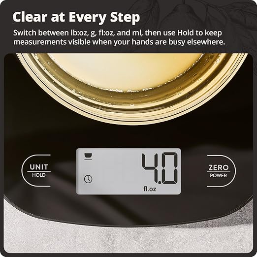 Greater Goods Food Scale – Digital Kitchen Scale, 1g Precision, Easy-Tare & Quick Conversion, Slim Compact Design, Durable & Portable | Ideal for Cooking, Baking & Meal Prep (Glass, Black)