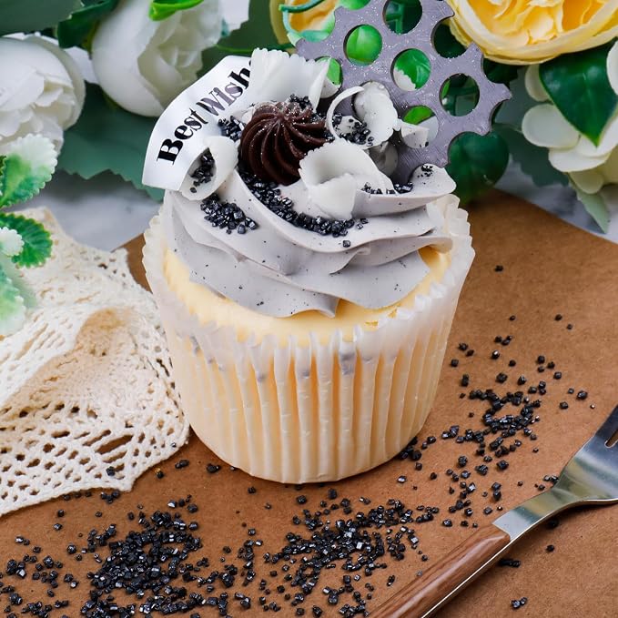 Black Sanding Sugar - Sparkling Sugar Crystals for Baking Decorations (130g/4.6oz) - Edible on Cookies, Cupcakes, Cakes, Ice Cream | Wedding, Party, Valentines Sugar Sprinkles