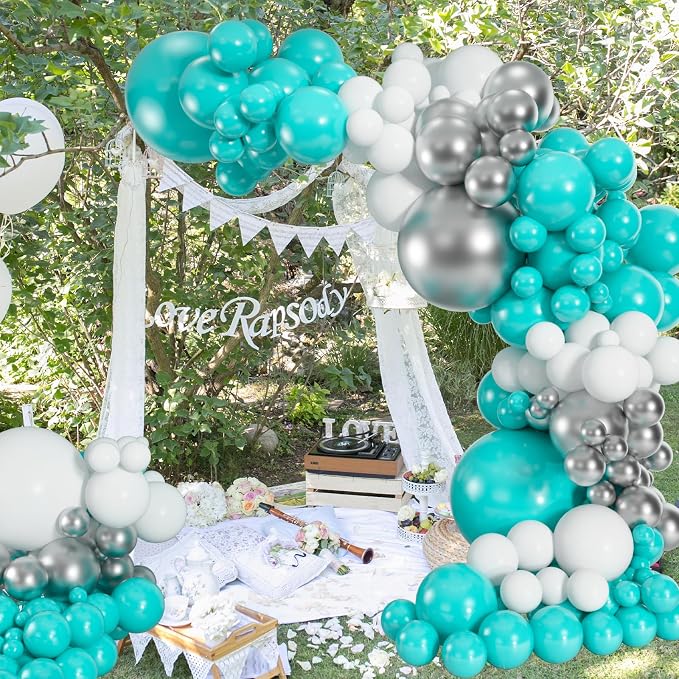 104pcs Teal Balloons Different Sizes Pack - 18/12/10/5 Inch Turquoise Latex Balloons Garland Arch for for Birthday Baby Bridal Shower Gender Reveal Wedding Party Decorations