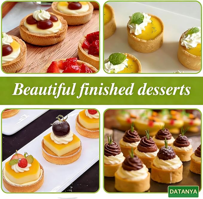DATANYA 12Packs Tart Rings Perforated Tart Ring, Stainless Steel Cake Rings 3.5Inch Round Mousse Ring Molds for Baking Cooking Dessert, small fruit tartet crust