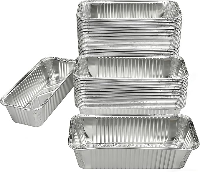 100 Pack 2 Lb Aluminum Loaf Baking Pans, 8.5” x 4.5” x 2.5” Heavy Duty Disposable Loaf Pans,Foil Bread Pans for Baking Holiday Treats Food Storage and Takeout