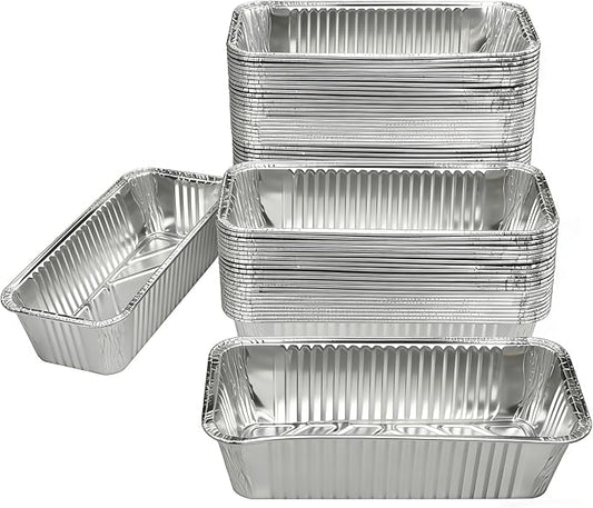 100 Pack 2 Lb Aluminum Loaf Baking Pans, 8.5” x 4.5” x 2.5” Heavy Duty Disposable Loaf Pans,Foil Bread Pans for Baking Holiday Treats Food Storage and Takeout