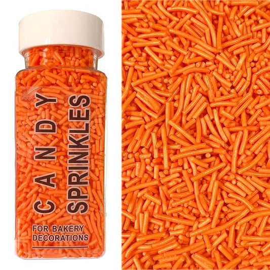 Sentovac Orange Jimmies Sprinkles Edible for Cake Decorating Orange Sprinkles Sugar Candy Cookie Cupcake Topper Ice Cream Baking Decorations Wedding Halloween Christmas Supplies 3.53oz