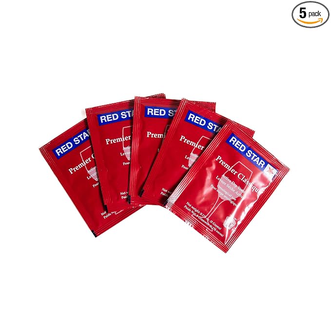 Craft A Brew - Red Star Premier Classique Wine Yeast - Dry Wine Yeast - For Reds, Whites, & Rosés - Ingredients for Home Fermenting - Wine Making Supplies - 5 Pack