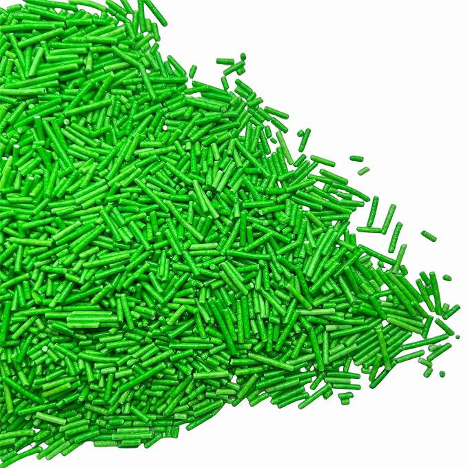 SE Si&Moos Grass Green Jimmies Sprinkles Green Grass Sprinkles for Cake Decorating Edible Crunchy Jimmies for Topping Ice Cream, Cookies, Cakes, Cupcakes, Dessert Decorating 3 OZ