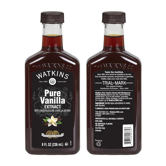 Watkins Pure Vanilla Extract, Non-GMO, Kosher, 8 oz Bottle, 1-Pack