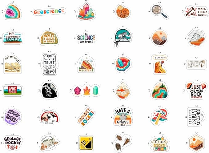 100Pcs Geology Stickers for Water Bottles, Geologist Stickers - Gift for Geologist - Geology Party Decorations and Favors - Gift for Women & Men