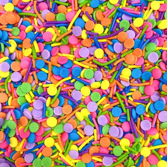 Sentovac Colorful Neon Sprinkles Edible Rainbow Confetti Jimmies Mix for Cake Decorating Candy Cupcake Cookie Baking Ice Cream Dessert Halloween Christmas Holiday Decorations