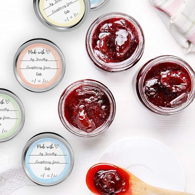 Adorable Watercolor Canning Stickers / 500 Circle Labels / 4 Watercolor Designs / 2" Made with Love Baked Goods Craft Label with Lines