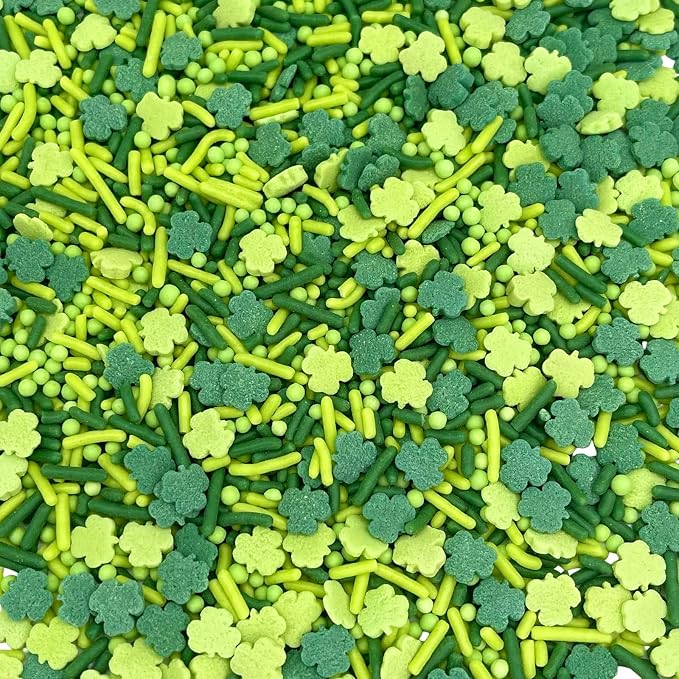 Manvscakes, Shamrock Sprinkles for Baking, Green Cake Decorations, Natural Colors, No Artificial Dyes, St. Patrick’s Day Clover, Nut and Gluten Free, 3oz