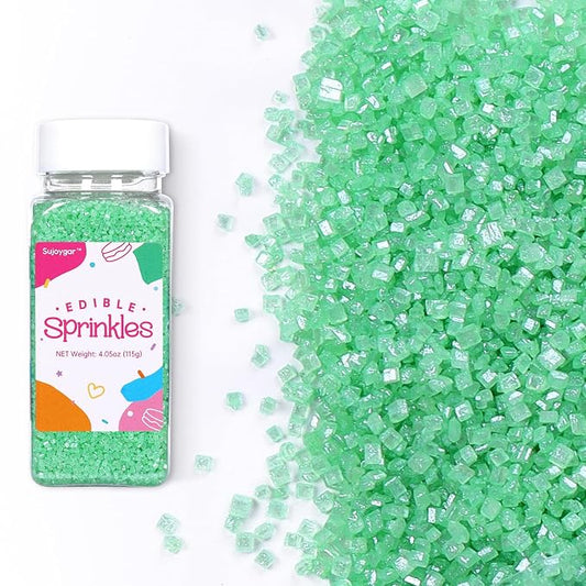 Green Sanding Sugar Sprinkles, 4.02oz Easter Green Edible Glitter Sprinkles for Cake Decorating Cupcake Toppers Baking Drinks Cookie Ice Cream Dount Chocolate Christmas