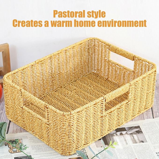Rattan Basket, Waterproof And Sturdy Built, 38x26x13cm, Weaving Laundry Organizer, Rattan Storage Basket, Portable And Lightweight, For Laundry Rooms, Bathrooms, Bedrooms, Or Kitchens Use
