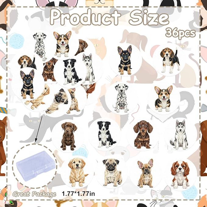 36 Pack Edible Pet Dogs Cupcake Toppers Wafer Paper Cute Puppy Dogs Cupcake Picks Baby Shower Cake Decor for Pets Party Cake Decorations Supplies