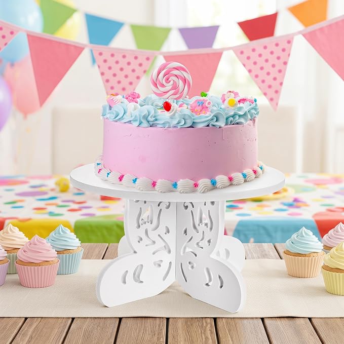 2 Pack 12 Inch Butterfly Cake Stand, PVC Cupcake Stand, Dessert Display Holder, Party Table Cake Serving Platter for Wedding, Birthday, Baby Shower, Tea Party, Home Centerpiece Decor