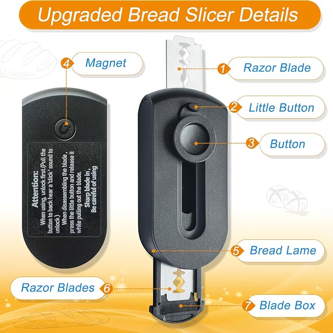 Dough Scoring Bread Lame for Sourdough Baking, Sturdy Tool with Built-in Blade Storage & Key Lock, Secure Push-Pull, Extractable & Magnetic, Professional Bakers Essential